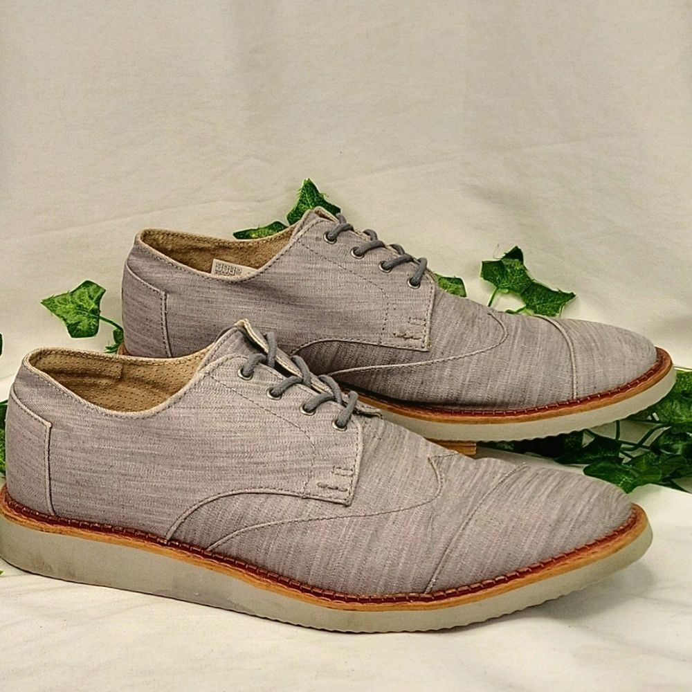 Toms. Gray Canvas. Lace Up Loafers. Size 13. - Picture 2 of 10